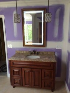 During new vanity and lighting