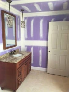 During new vanity floor and lighting